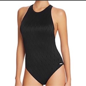 NWT Vince Camuto Black Swimsuit 14 Cruise Racerback One Piece swimsuit